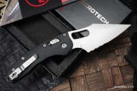 Microtech Knives Manual Stitch RAM LOK Fluted Black G-10 &amp; Partial Serrated M390MK 169RL-11FLGTBK