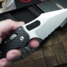 Microtech Knives Manual Stitch RAM LOK Fluted Black G-10 & Partial Serrated M390MK 169RL-11FLGTBK