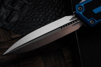 Microtech Scarab 2 Gen 3 D/E Stonewash Standard w/ Blue Handle 1280-10BL