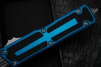 Microtech Scarab 2 Gen 3 D/E Stonewash Standard w/ Blue Handle 1280-10BL