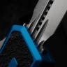 Microtech Scarab 2 Gen 3 D/E Stonewash Standard w/ Blue Handle 1280-10BL