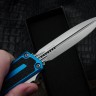 Microtech Scarab 2 Gen 3 D/E Stonewash Standard w/ Blue Handle 1280-10BL